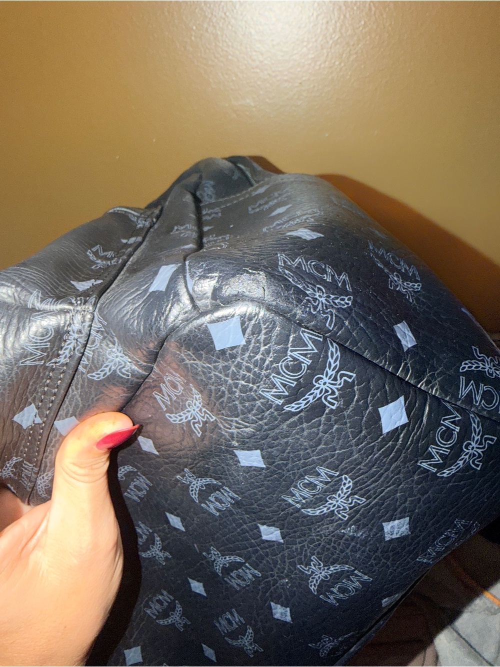 MCM Black Leather Logo Studded Backpack - Picture 10 of 12